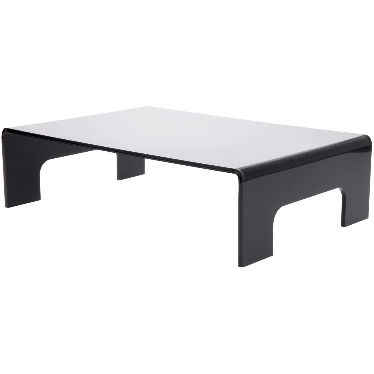 Plymor Black Acrylic Display Riser with Tray Handles, 4" H x 15" W x 10" D (3/16" thick)